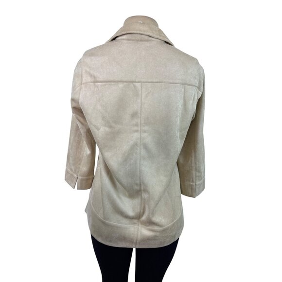 Tuckernuck Women's Beige Faux Suede 3/4 Sleeve Pullover Top Sz S - Picture 3 of 8